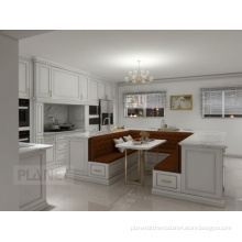 European style white modern solid wood kitchen cabinet